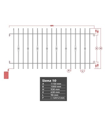 Grille de cloture SIENA 10 prête à poser