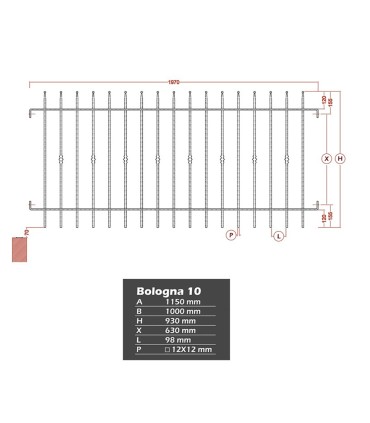 Grille de cloture BOLOGNA 10 prête à poser