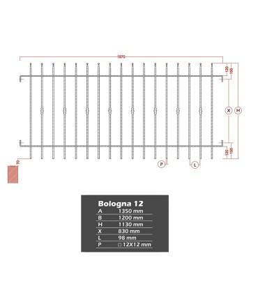 Grille de cloture BOLOGNA 12 prête à poser