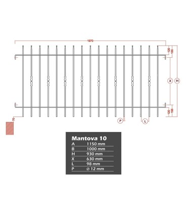 Grille de cloture MANTOVA 10 prête à poser