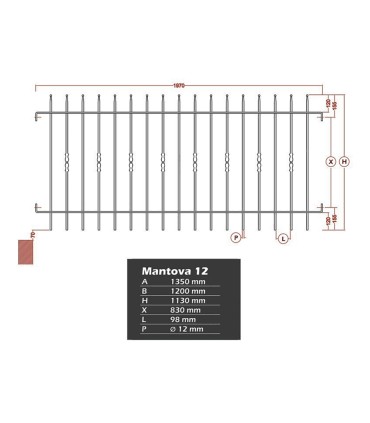 Grille de cloture MANTOVA 12 prête à poser
