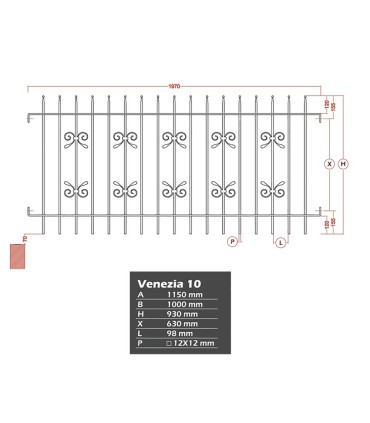 Grille de cloture VENEZIA 10 prête à poser