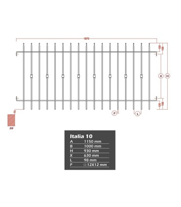 Grille cloture ITALIA 10 prête à poser