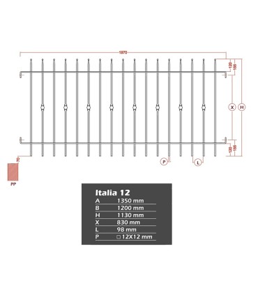 Grille cloture ITALIA 12 prête à poser