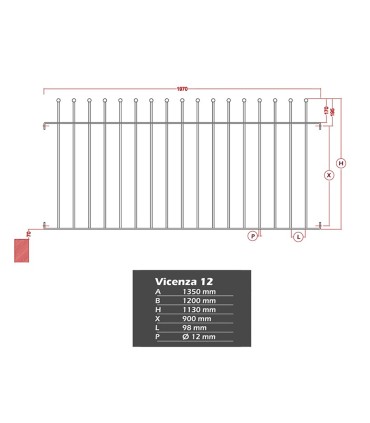 Grille de cloture VICENZA 12 prête à poser