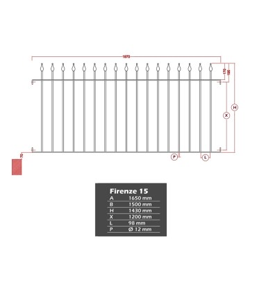 Grille de cloture FIRENZE 15 prête à poser