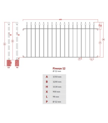 Grille de cloture FIRENZE 12 prête à poser