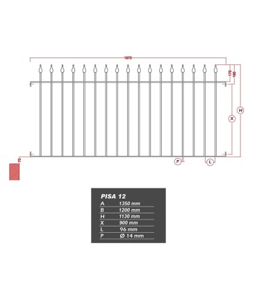 Grille de cloture PISA 12 prête à poser