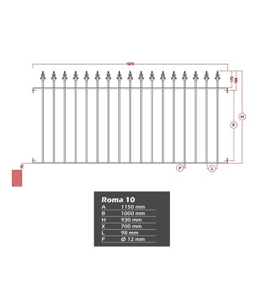 Grille de cloture ROMA 10 prête à poser