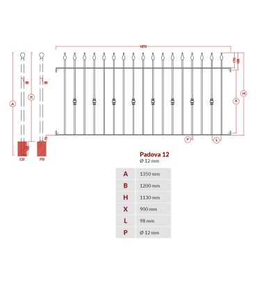 Grille de cloture PADOVA 12 prête à poser