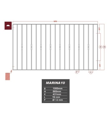 Grille de cloture MARINA 10 prête à poser