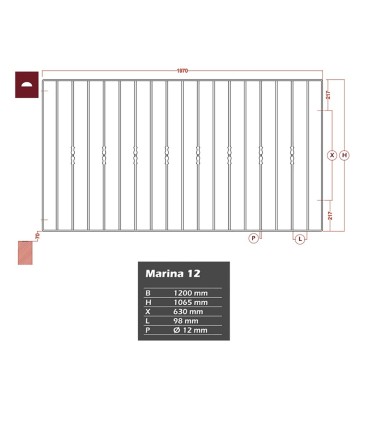 Grille de cloture MARINA 12 prête à poser