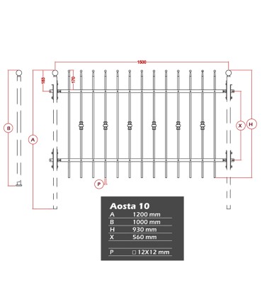 Grille de cloture AOSTA 10 prête à poser