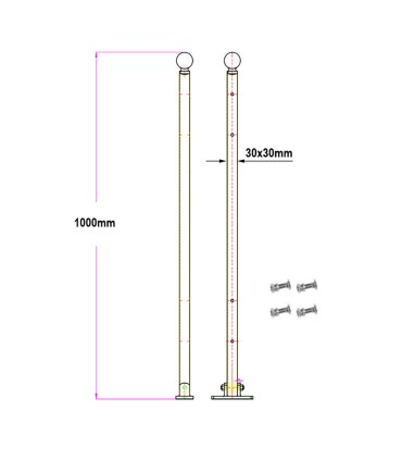 Poteau de cloture Gradius à fixer 1000mm