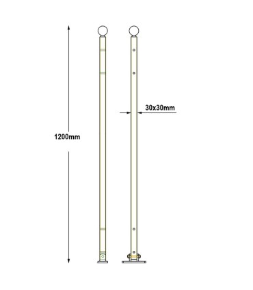 Poteau de cloture Gradius à sceller 1400mm
