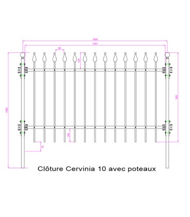 Grille de cloture CERVINIA 10 prête à poser