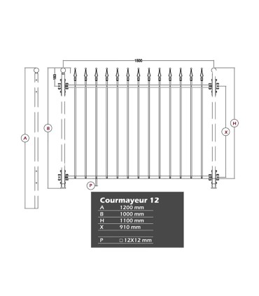Grille de cloture COURMAYEUR 12 prête à poser