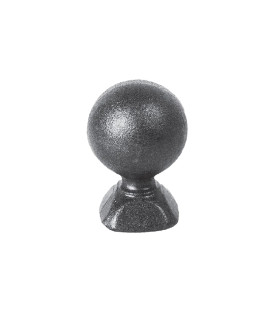 Pommeau sphérique hauteur 45mm ø30mm embase carrée 25x25mm, pommeau pour poteau ou escalier en acier forgé
