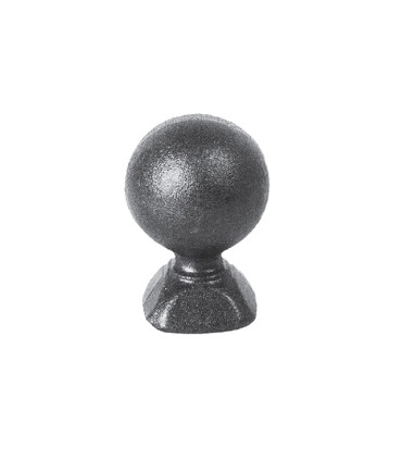 Pommeau sphérique hauteur 45mm ø30mm embase carrée 25x25mm, pommeau pour poteau ou escalier en acier forgé