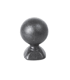 Pommeau sphérique hauteur 75mm ø50mm embase carrée 40x40mm, pommeau pour poteau ou escalier en acier forgé