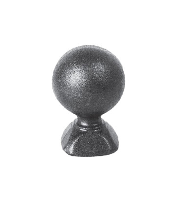 Pommeau sphérique hauteur 75mm ø50mm embase carrée 40x40mm, pommeau pour poteau ou escalier en acier forgé