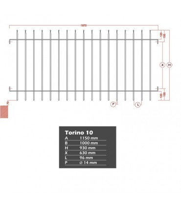 Grille de cloture TORINO 10 prête à poser