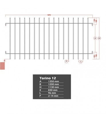 Grille de cloture TORINO 12 prête à poser