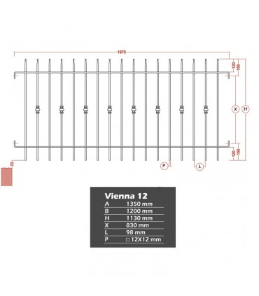 Grille de cloture VIENNA 12 prête à poser