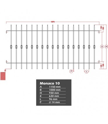 Grille de cloture MONACO 10 prête à poser