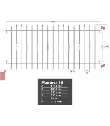 Grille de cloture MANTOVA 10 prête à poser