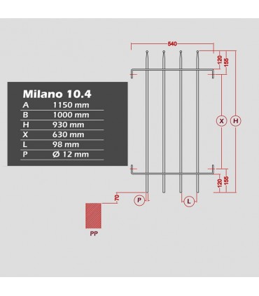 Grille de cloture MILANO 10.4 prête à poser