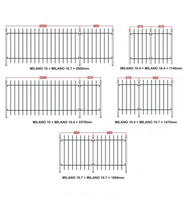 Grille de cloture MILANO 10.4 prête à poser