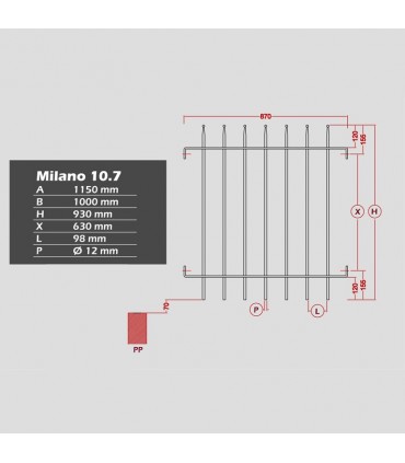 Grille de cloture MILANO 10.7 prête à poser