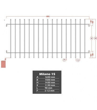 Grille de cloture MILANO 15 prête à poser