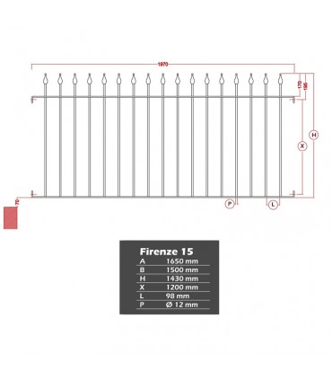 Grille de cloture FIRENZE 15 prête à poser