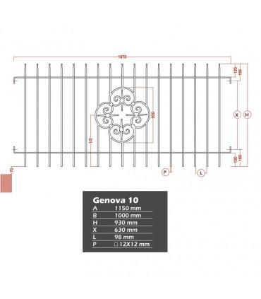 Grille de cloture GENOVA 10 prête à poser