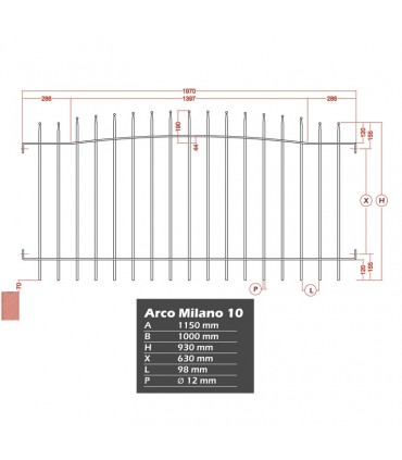 Grille de cloture Arco Milano 10 prête à poser