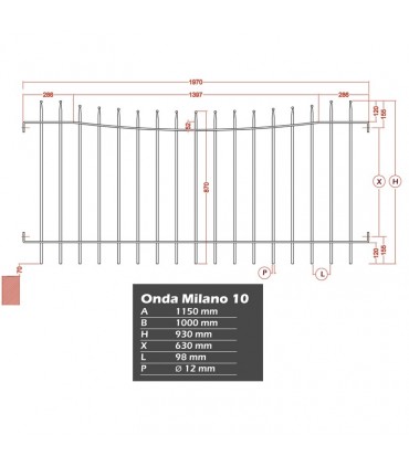 Grille de cloture Onda Milano 10 prête à poser