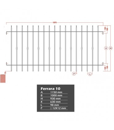 Grille de cloture FERRARA 10 prête à poser