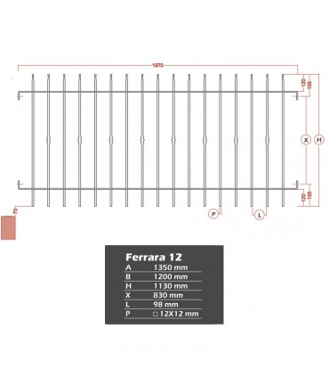 Grille de cloture FERRARA 12 prête à poser