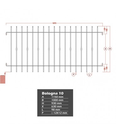Grille de cloture BOLOGNA 10 prête à poser