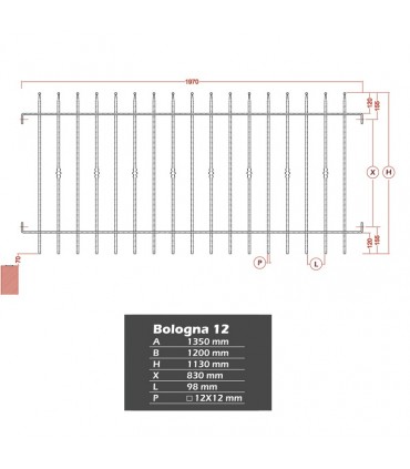 Grille de cloture BOLOGNA 12 prête à poser