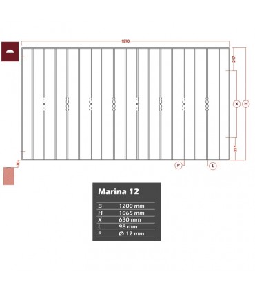 Grille de cloture MARINA 12 prête à poser