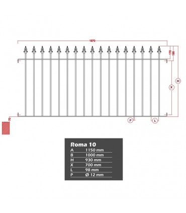 Grille de cloture ROMA 10 prête à poser