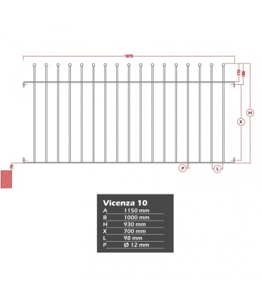 Grille de cloture VICENZA 10 prête à poser