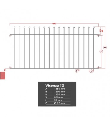 Grille de cloture VICENZA 12 prête à poser