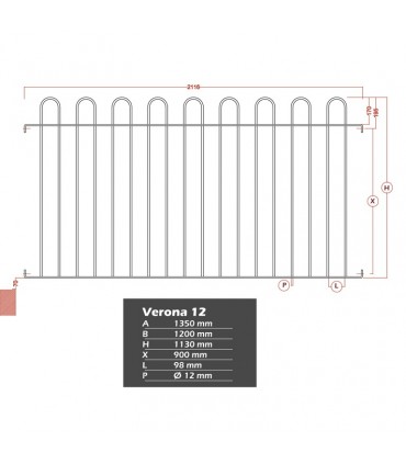 Grille de cloture VERONA 12 prête à poser