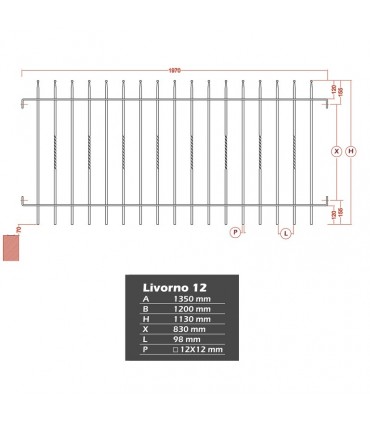 Grille cloture LIVORNO 12 prête à poser