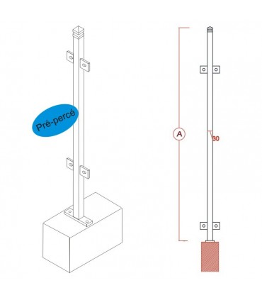 Poteau de cloture DIANA à fixer 1200mm
