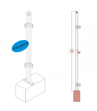 Poteau d'angle DIANA à fixer 1200mm